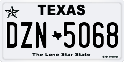 TX license plate DZN5068