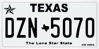 TX license plate DZN5070