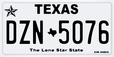 TX license plate DZN5076