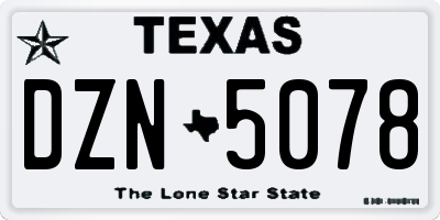 TX license plate DZN5078