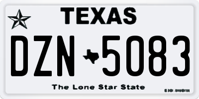 TX license plate DZN5083