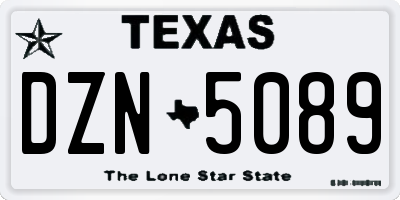 TX license plate DZN5089