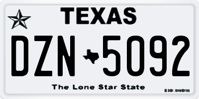 TX license plate DZN5092