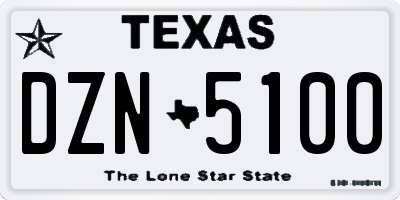 TX license plate DZN5100