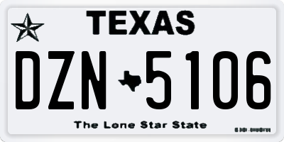 TX license plate DZN5106