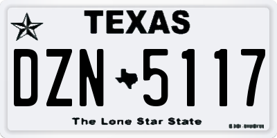 TX license plate DZN5117