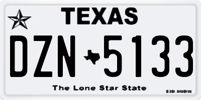 TX license plate DZN5133