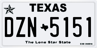 TX license plate DZN5151