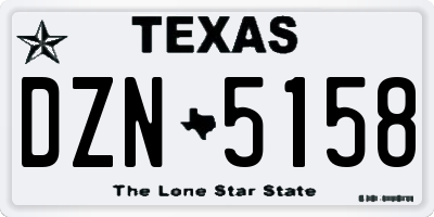 TX license plate DZN5158