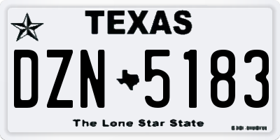TX license plate DZN5183