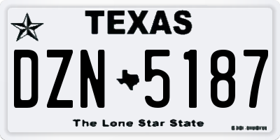 TX license plate DZN5187