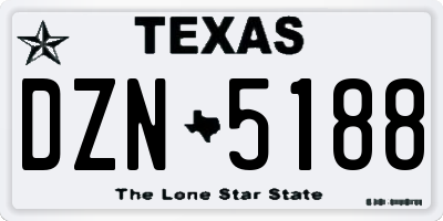 TX license plate DZN5188