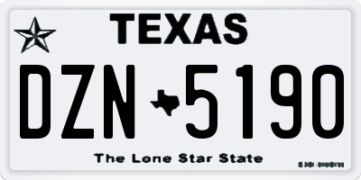 TX license plate DZN5190