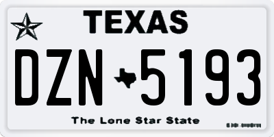 TX license plate DZN5193