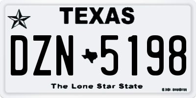 TX license plate DZN5198