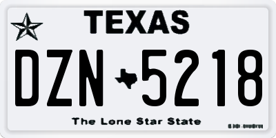 TX license plate DZN5218