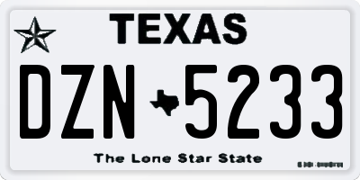 TX license plate DZN5233