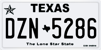 TX license plate DZN5286