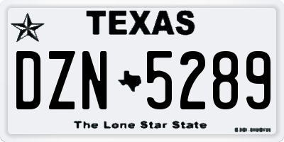 TX license plate DZN5289