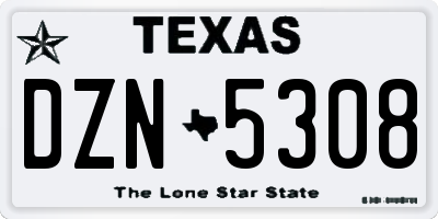 TX license plate DZN5308