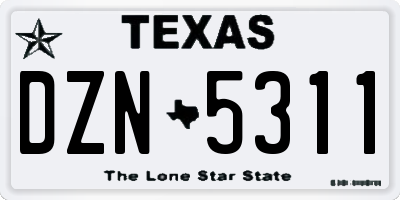 TX license plate DZN5311