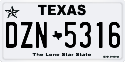 TX license plate DZN5316