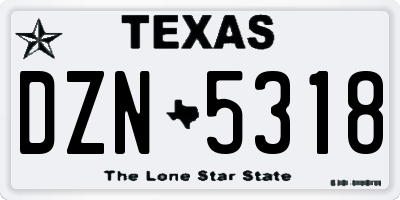 TX license plate DZN5318