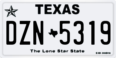 TX license plate DZN5319