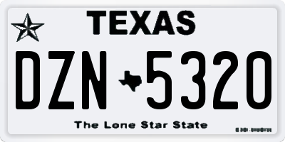 TX license plate DZN5320