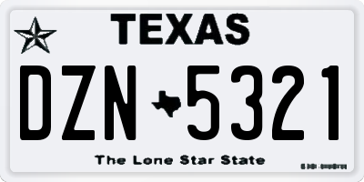 TX license plate DZN5321