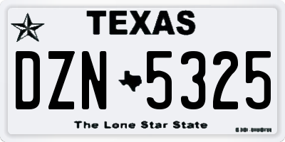 TX license plate DZN5325