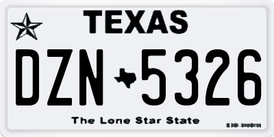 TX license plate DZN5326