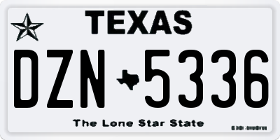 TX license plate DZN5336