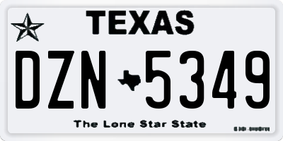 TX license plate DZN5349