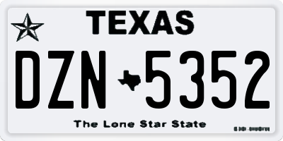 TX license plate DZN5352