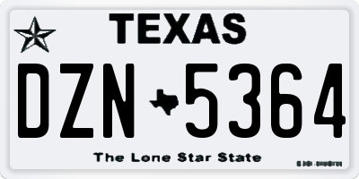 TX license plate DZN5364