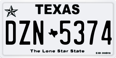 TX license plate DZN5374
