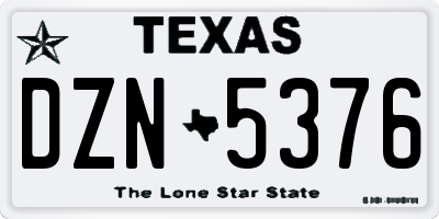 TX license plate DZN5376