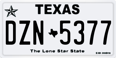 TX license plate DZN5377
