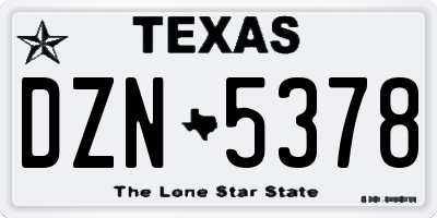 TX license plate DZN5378