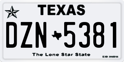 TX license plate DZN5381