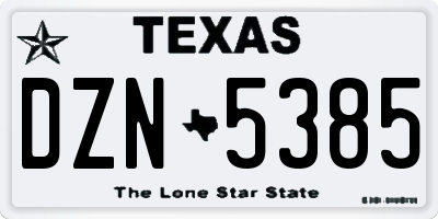 TX license plate DZN5385