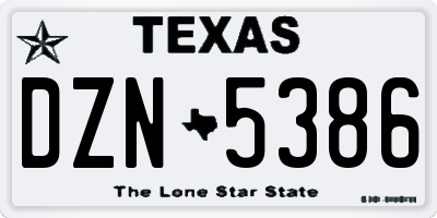 TX license plate DZN5386