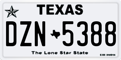 TX license plate DZN5388