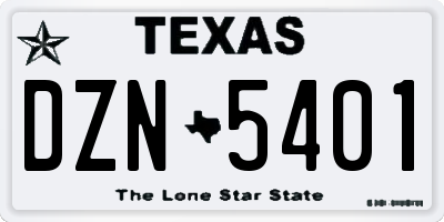 TX license plate DZN5401