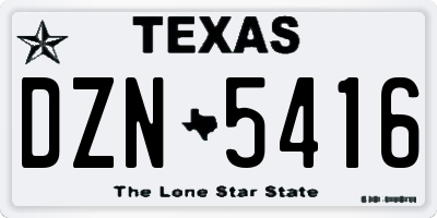 TX license plate DZN5416
