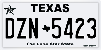 TX license plate DZN5423