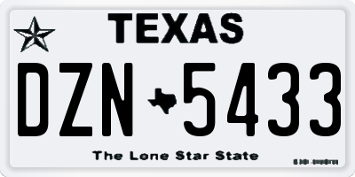 TX license plate DZN5433