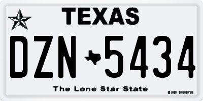 TX license plate DZN5434