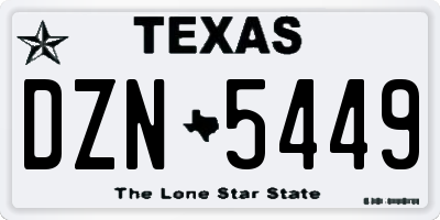 TX license plate DZN5449